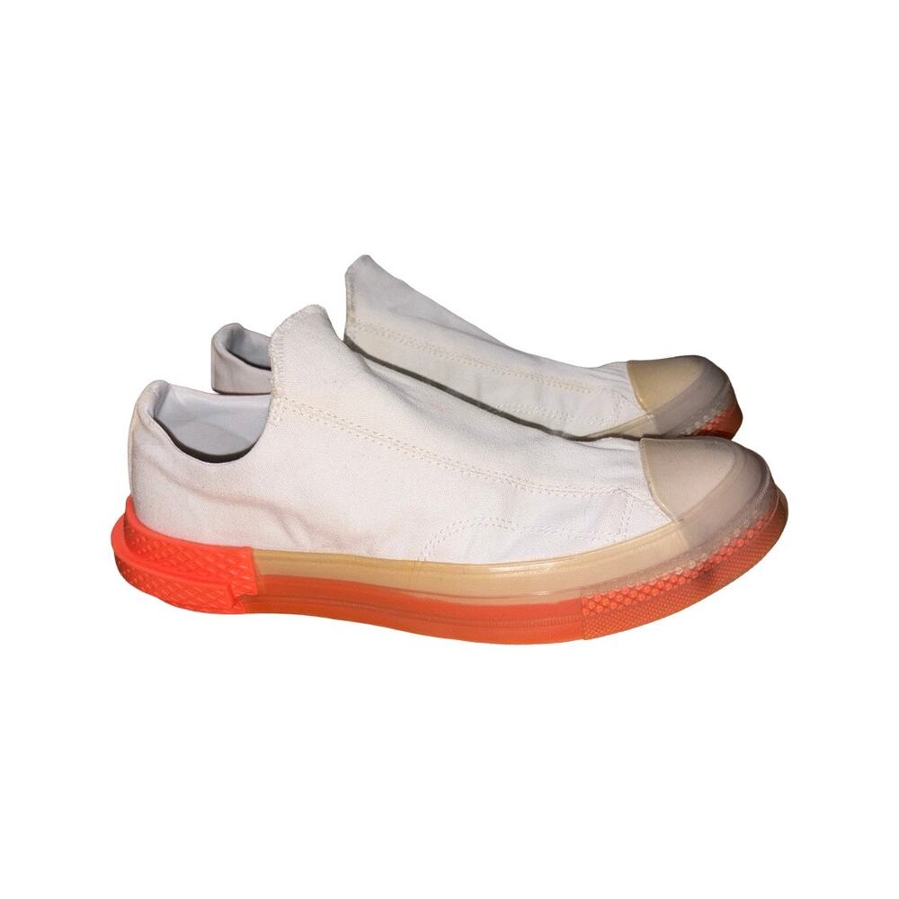 Converse White Canvas Slip-On Sneakers with Orange and Beige Accents - Picture 6 of 10